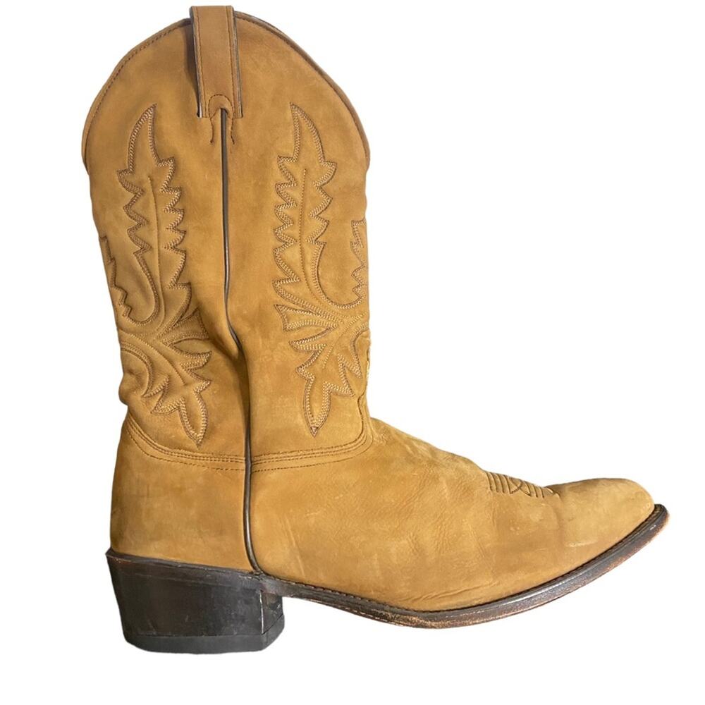 Men's Brown 13 Abilene Western Cowboy Rodeo Distressed Tanned Leather Boots - Picture 2 of 16
